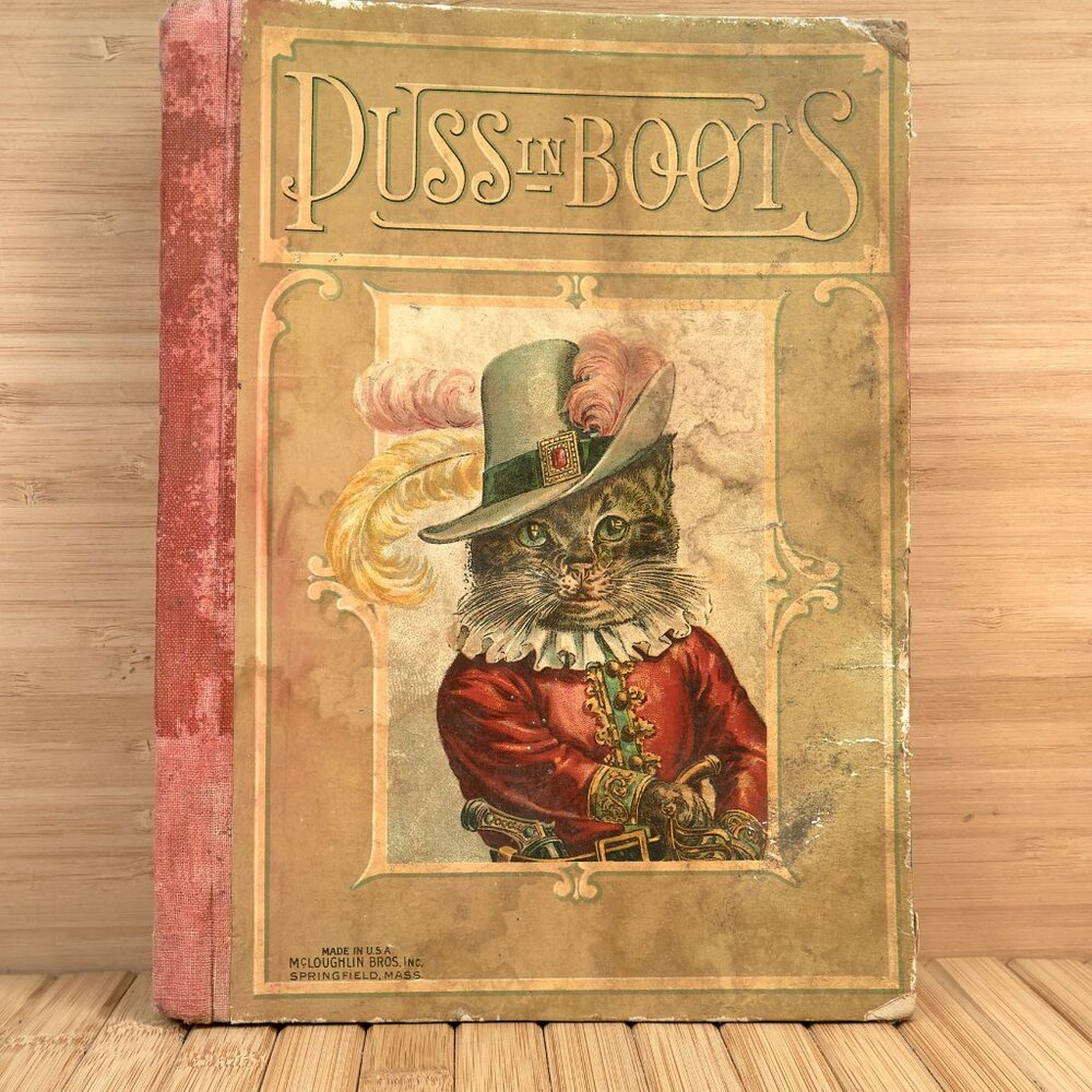 Antigua 1920s Puss in Boots and Other Fairy Tales Book, by McLoughlin Brothers